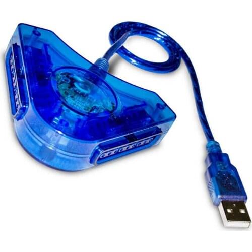 Dual PS Controller to PC Laptop USB Adapter Compatible with PSX PS1 PS2 Gamepad Blue Converter for Laptop Windows 10 7