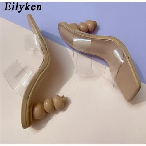 Eilyken Sexy PVC Transparent Women Slippers 2021 Summer New Design Strange Heel Sandals Mules Slides Shoes Ladies High Heels