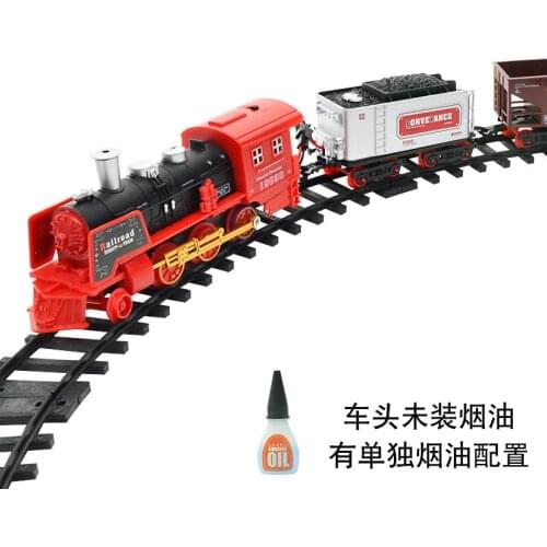 Electric Smoke and Run Truck Remote Control Track Train Simulation Model Charging Classic Steam Train Set Boy Toy Very Fun Game