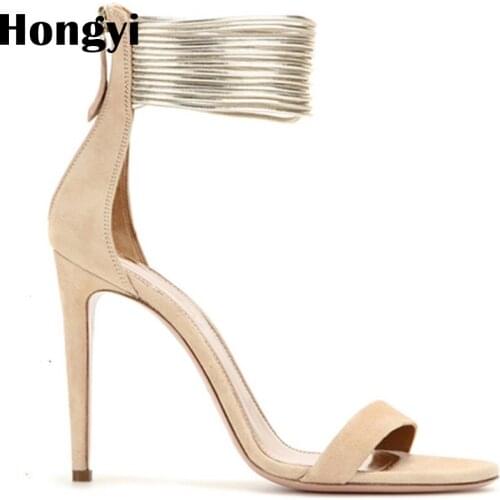 Hongyi women sandals extreme high heels nude sandalias shoes woman sandalia feminina summer fashion buckle thin heels zapatos