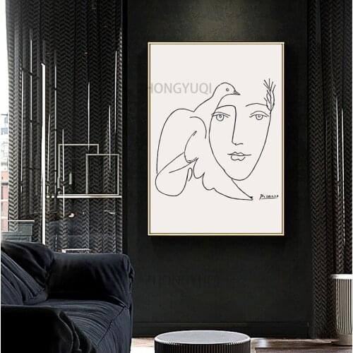 Picasso Matisse Girl Bird Line Drawing Wall Art Canvas Painting Nordic Posters And Prints Wall Pictures For Living Room Decor