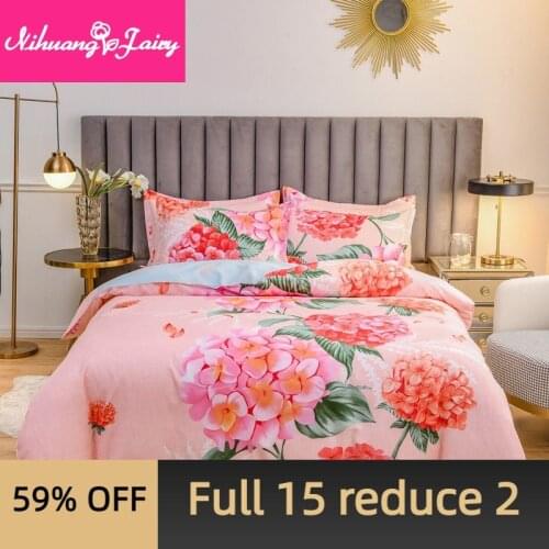100% thick pure brushed large version flower four-piece single and double quilt cover wedding bed linen set