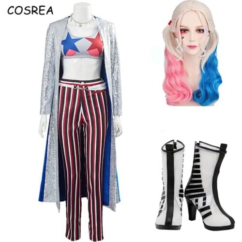 Birds of Prey Cosplay Costumes Coat Pants Clown Suits Wig Shoes Halloween Costumes for Women Disfraz