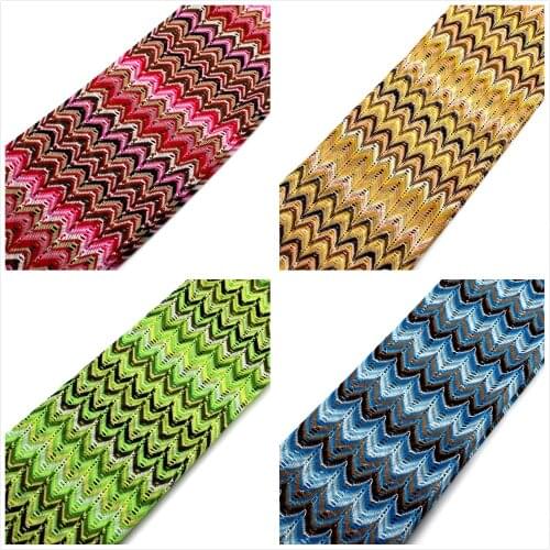 Zig Zag Lace Fabrics Crochet Striped 1 Meter Maple Leaf Allover Knitted Lace Misson Fabrics Gold 150CM Wide