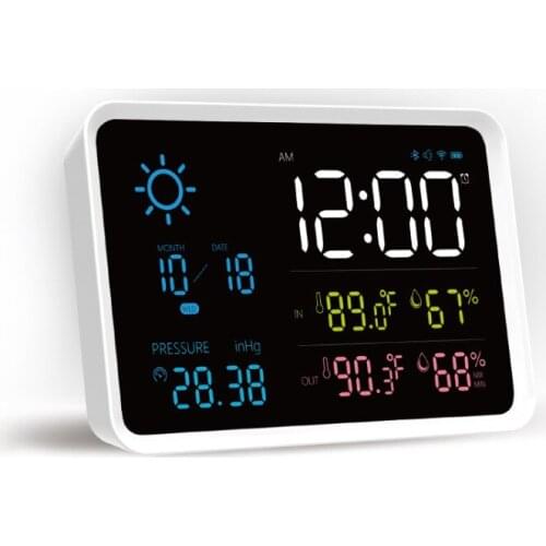 Thermometer Hygrometer Gauge Indicator Indoor/Outdoor Weather Station Automatic Electronic Temperature Humidity Monitor Clock