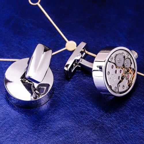 MAISHENOU Brand Punk Cuff links Buttons High Quality shirt Mechanical movement cufflinks for mens Gift Factory wholesale