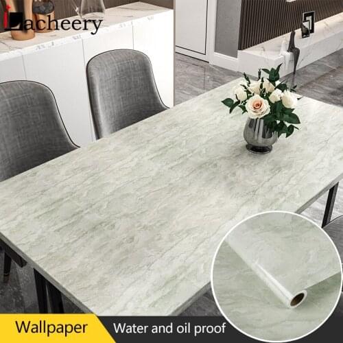 Newest Marble Wallpaper Self-Adhesive Kitchen Cabinets PVC Waterproof Wall Stickers Decorative Film Desktop Furniture Renovation