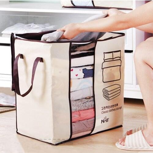 Non-woven Portable Clothes Storage Bag Organizer Folding Closet Storage Box For Quilt Pillow Blanket Bedding Family Save Space