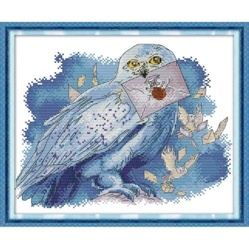 NKF The Messenger Owl Cross Stitch Kits Embroidery Needlework Set 11CT 14CT Chinese Cross Stitch Pattern for Home Decor