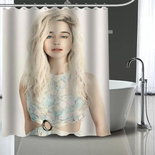 Custom High Quality Emilia Clarke Shower Curtains Bath Products Bathroom Decor Waterproof Polyester With 12 Pcs Hooks