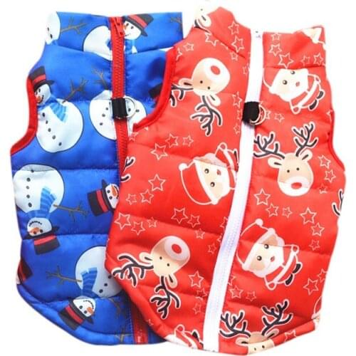 Autumn Winter Christmas Pet Dog Coat Warm Jacket Vest Sleeveless Zipper Coat With Leash Ring Pet Warm Jacket Home Pet Product