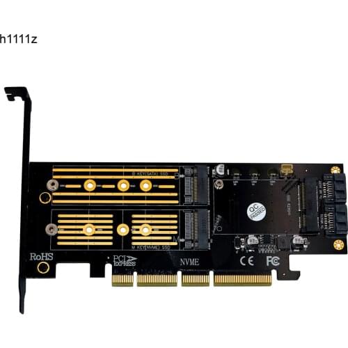 M.2 NVMe SSD NGFF mSATA to PCI-E X4/X8/X16 Raiser M Key B Key mSATA 3in1 PCI Express Riser Card mSATA SSD PCIE M.2 SATA Adapter