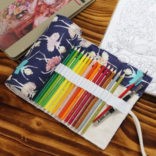 36/48/72 Holes Ballet Girls Pencil Wrap Portable Canvas Roll Up Pencil Case Holder Storage Pouch For Painting School Supplies
