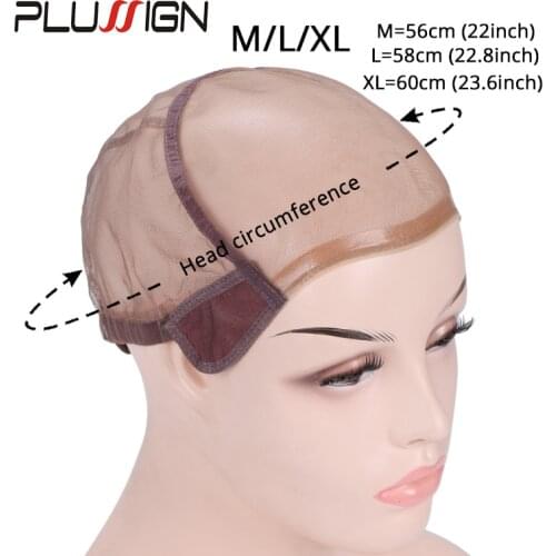 No Gluess Hd Full Lace Wig Cap For Making Wigs U Part Wave Cap Hair Base Net With Adjustable Band Medium Large Size Dome Cap