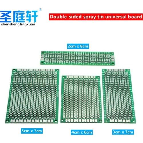 Dropshipping 20pcs 5x7 4x6 3x7 2x8cm double Side Copper prototype pcb Universal Board Fiberglass board for Arduino