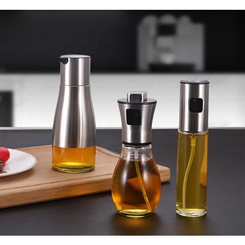 Stainless Steel Olive Oil Sprayer Bottle Oil Vinegar Spray Bottles Cooking Tool Salad BBQ Cooking Glass Oil Sprayer Dispenser