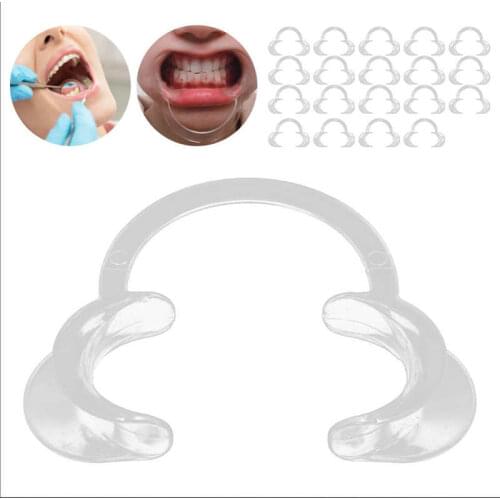 20pcs Disposable Lip Cheek Retractor Transparent C Shape Teeth Whitening Mouth Opener Dental Lab Tool