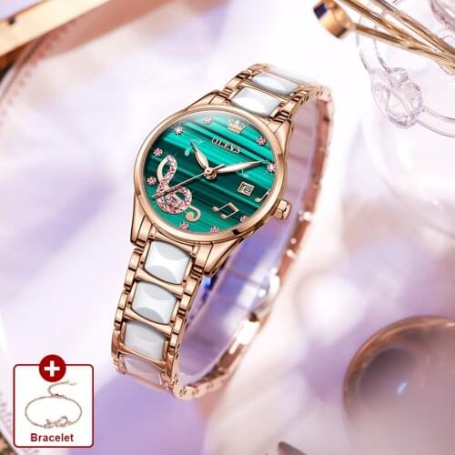 Luxury Ultra Thin Women Watches Ceramic Brand Quartz Wrist Watch Ladies Slim with Date Fashion Bracelet Gift Set montre femme