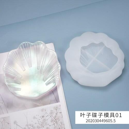 Diy Crystal Glue Drop Mould Dish Plate Set Table Leaf Texture Shell Mirror Silicone Mould Molds