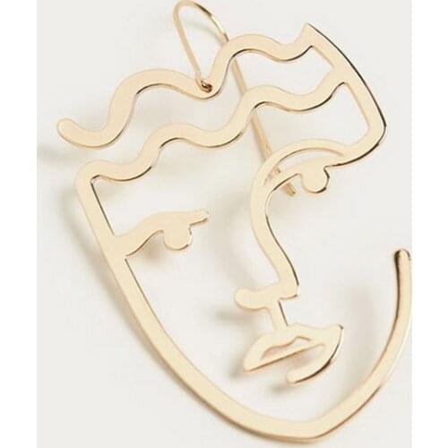 Gold Silver Color Filled Hollow Face Earrings Dangle For Girls Abstract Human Chic Long Earrings Party Accessories Women Gift