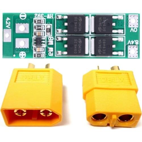 XT60 Connector Pairs - Pack of 5 Pairs with 2S 20A 7.4V 8.4V 18650 Lithium Battery Protection Board/Bms Board Standard