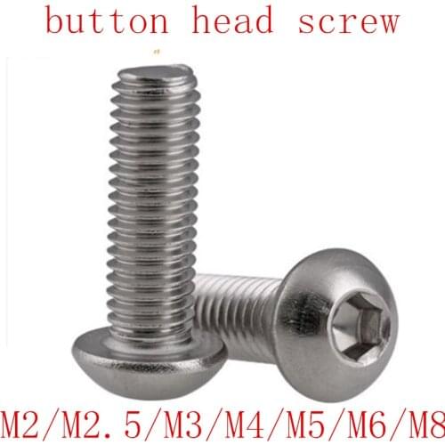 5-50pcs ISO7380 304 allen socket head screw M2 M2.5 M3 M4 M5 M6 M8 Hexagon Socket Button Head Screws