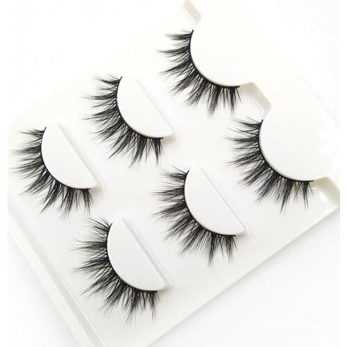 YOKPN 3 Pairs 1 Box Lashes Fashion 3D Stereo Fasle Eyelashes Simulation Makeup Fake Eye Lashes Short Eyelash Extension Tools