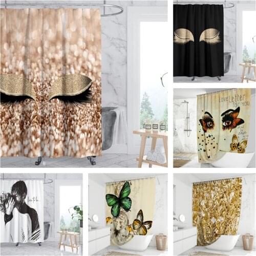 Hotselling Beauties Eyes Butterfly Print Shower Curtain Set With Hook Modern Bathroom Curtains Bath Mat Bathtube Blackout rideau