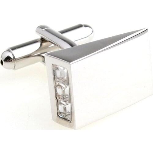 3pairs/lot white Crystal Cuff Links rhinestone factory supply anti-oxidation copper free shipping885800b