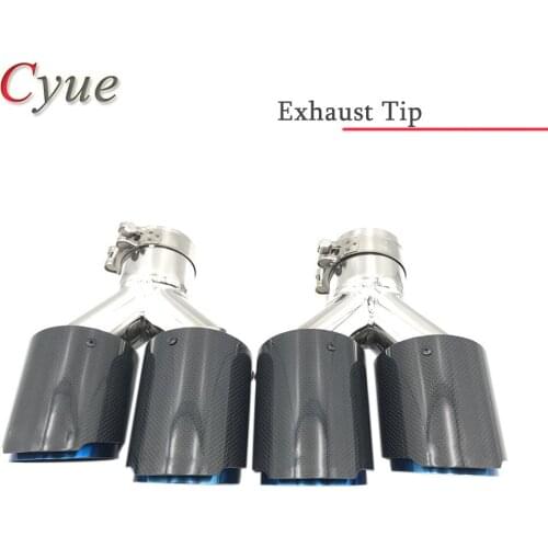 1Pair Without Logo Universal Glossy Carbon black Stainless Steel Exhaust Dual tips Universal Car Exhaust Tips