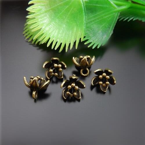 10pcs/lot Europe Antique Flower Necklace Charms Pendant Women Retro Style Bracelet Jewelry Making Handmade Crafts 9*8mm 51581