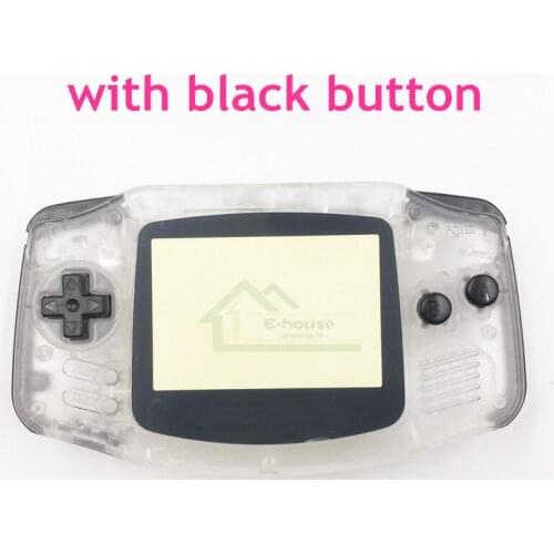 10pcs Clear Shell Housing Case Cover for Gameboy Advance for GBA replacement Shell with Plastic Screen Len Black Color Button