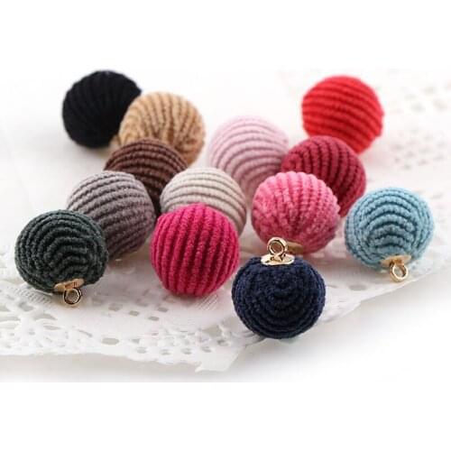 20 Pcs 15mm Corduroy Fabrics Plush Ball DIY Craft Supplies Kids Headwear Earring Clothes Sewing Scallop Embroidery Accessories