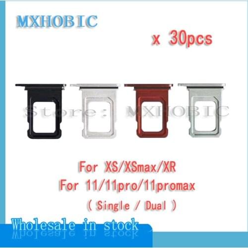 30pcs/lot SIM Card Tray Holder for iPhone XR XS 11 Pro Max Single Dual SIM Slot Adapter Socket Replacement Part
