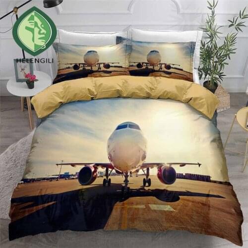 HELENGILI 3D Bedding Set Aircraft Print Duvet Cover Set Bedclothes with Pillowcase Bed Set Home Textiles #FJ06