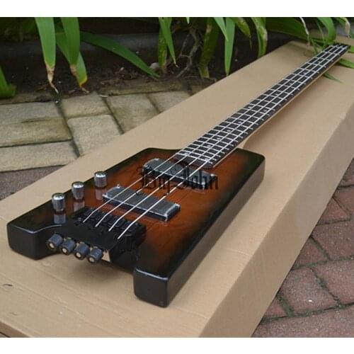 New Left Handed 4 Strings Headless Electric Bass Guitar,Brown Mahogany Body&Maple Neck Rosewood Fingerboard BJ-67