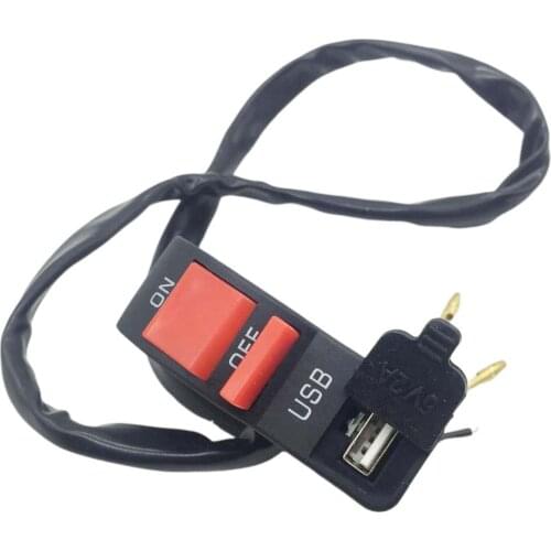 7/8'' Handlebar Mount Starter/Kill ON-OFF Push Button with USB Port for Scooter ATV Dirt Bike, 4 Wires