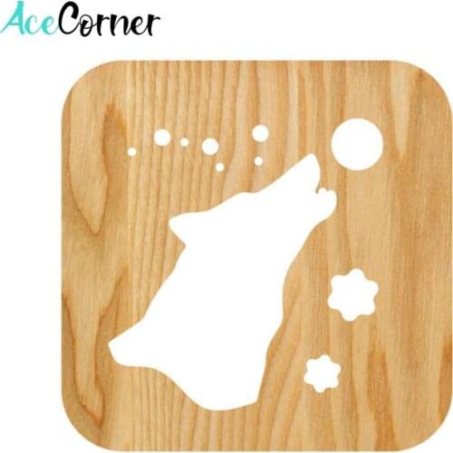 Acecorner Creative 3D Wooden Night Light DIY Wolf Head LED USB Animal Lamp Novelty Kid Bedroom Decor Lampara Table Children Gift