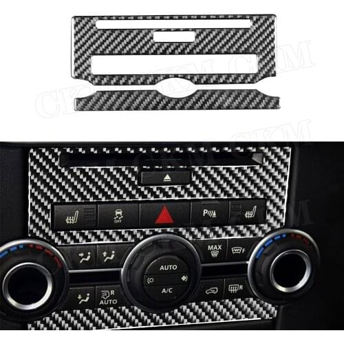 Carbon Fiber Car Central Control AC CD Panel Button Trim Frame Cover Stickers For Land Rover Discovery 4 LR4 2010-2016