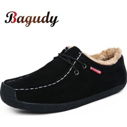 HOT Sale Winter Casual Snow Boots Leather Men Ankle Boots Flat Slip-Resistant Fashion Man Winter fur Warm Shoes Big Size 39-50