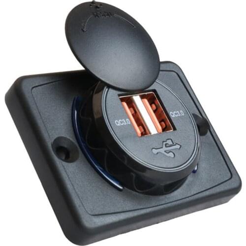 Quick Charge QC 3.0 Dual USB Charger with Sliding Cap 36W Waterproof 12V/24V Fast Charge USB Charger for Car Boat Bus RV Home