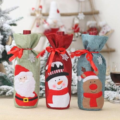 2021 Christmas Wine Bottle Cover Merry Christmas Decorations for Home 2020 Christmas Ornament New Year Xmas Navidad Gifts