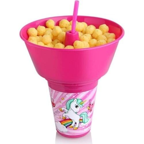 CHIPS WITH PIPETTE CUPS AND POPCORN BUCKET BOTH DRINK AND FOOD