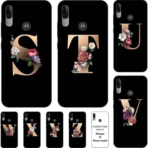 Flower 26 English Letter Custom Initial Case For MOTO One Macro Vision Soft Silicone Cover For Moto One Action One Power