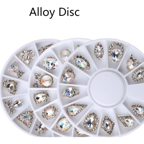 Nail Art Rhinestone 12 Grid Alloy Glass Disc AB Magic Color Nail Decoration For DIY Jewelry Mobile Phone Case Accessories