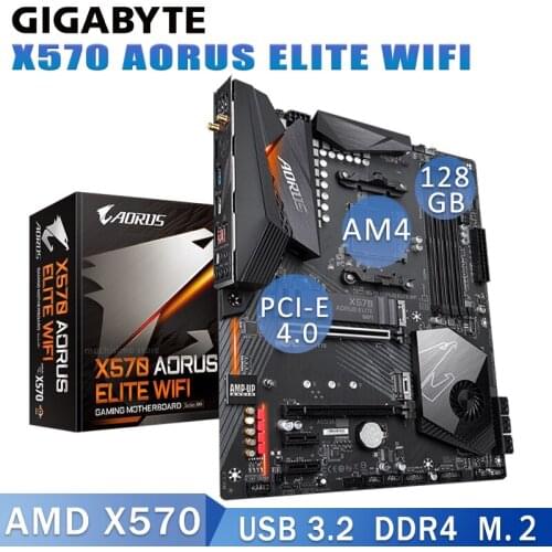 For GIGABYTE X570 AORUS Elite Wi-Fi AM4 AMD Ryzen PCIe4.0 DDR4 Intel Dual Band 802.11AC Wi-Fi Front USB Type-C RGB Fusion New