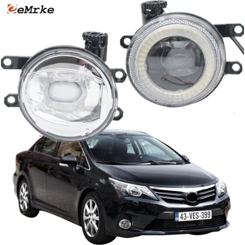 2x LED Angel Eye Daytime Running Lights DRL Cut-Line Lens Fog Lights for Toyota Avensis /Avensis Tourer T27 T270 2012 2013 2014