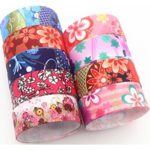 DUWES 50yards Japan cartoon Printed Grosgrain Ribbon Accessory Hairbow Headwear Decoration DIY Wholesale OEM D1437