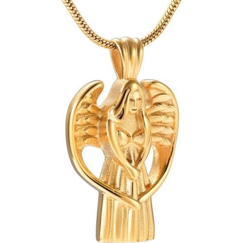 IJD9900 Newest Angel Wing Wrapped Fairy Cremation Jewelry Necklace To Hold Ashes Keepsake Memorial Urn Jewelry Pendant For Women