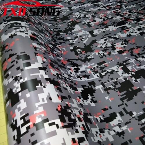 10/20/30/40/50/60CM Black red grey white Digital Camouflage Vinyl Film Car Wrap Foil Adhesive Motorcycle Car Camo Wrapping Decal